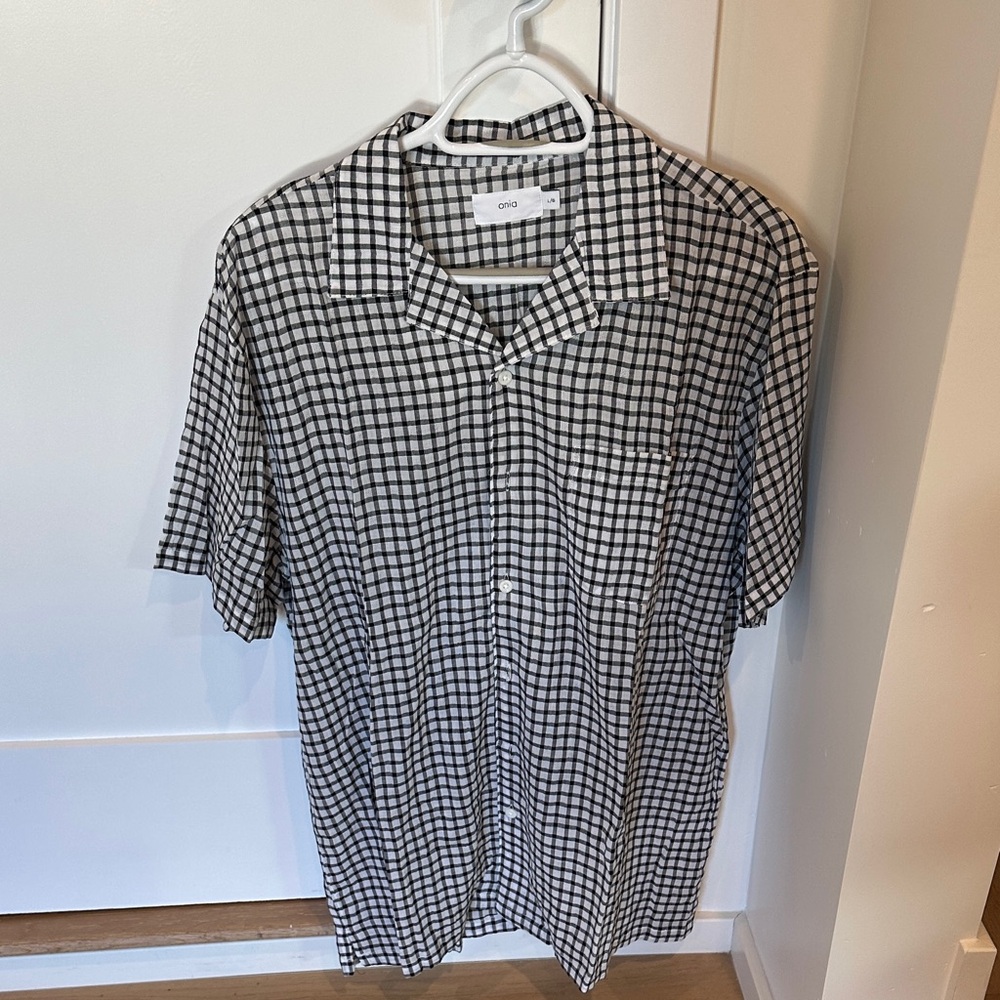 Onia Black and White Checkered Casual Button Down Shirt (never worn)
